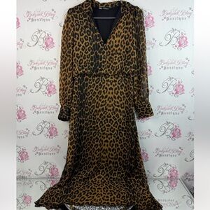 Zara dress cheetah print animal print Black and Brown Leopard Maxi Dress